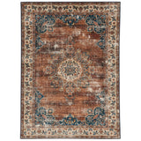 Foster Machine Washable Medallion Russet and Ivory Area Rug