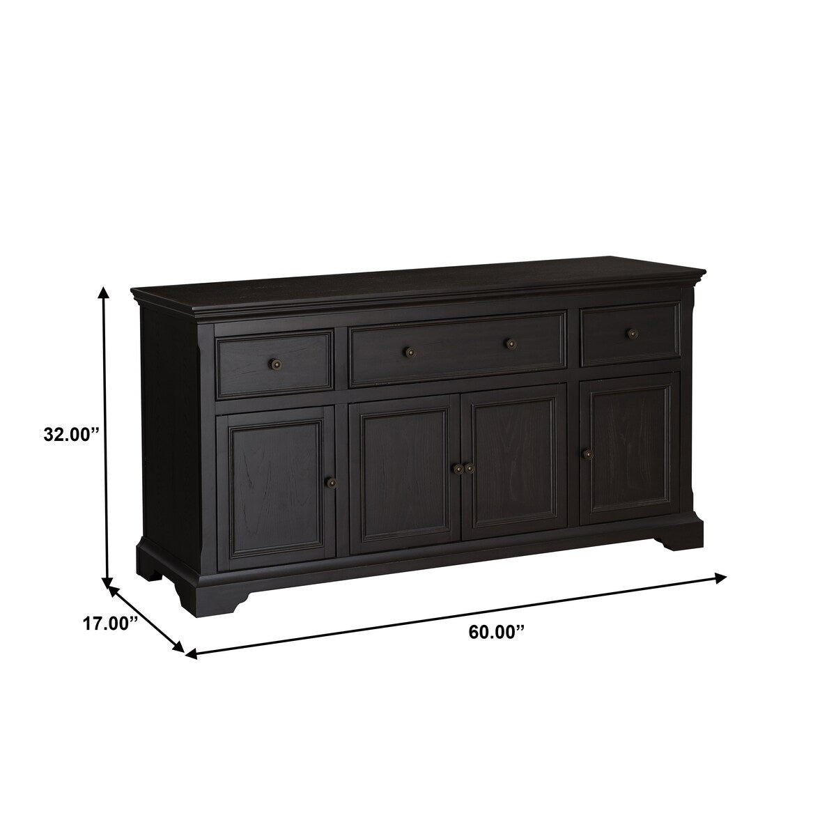 Antique Black 4-door Cabinet Console
