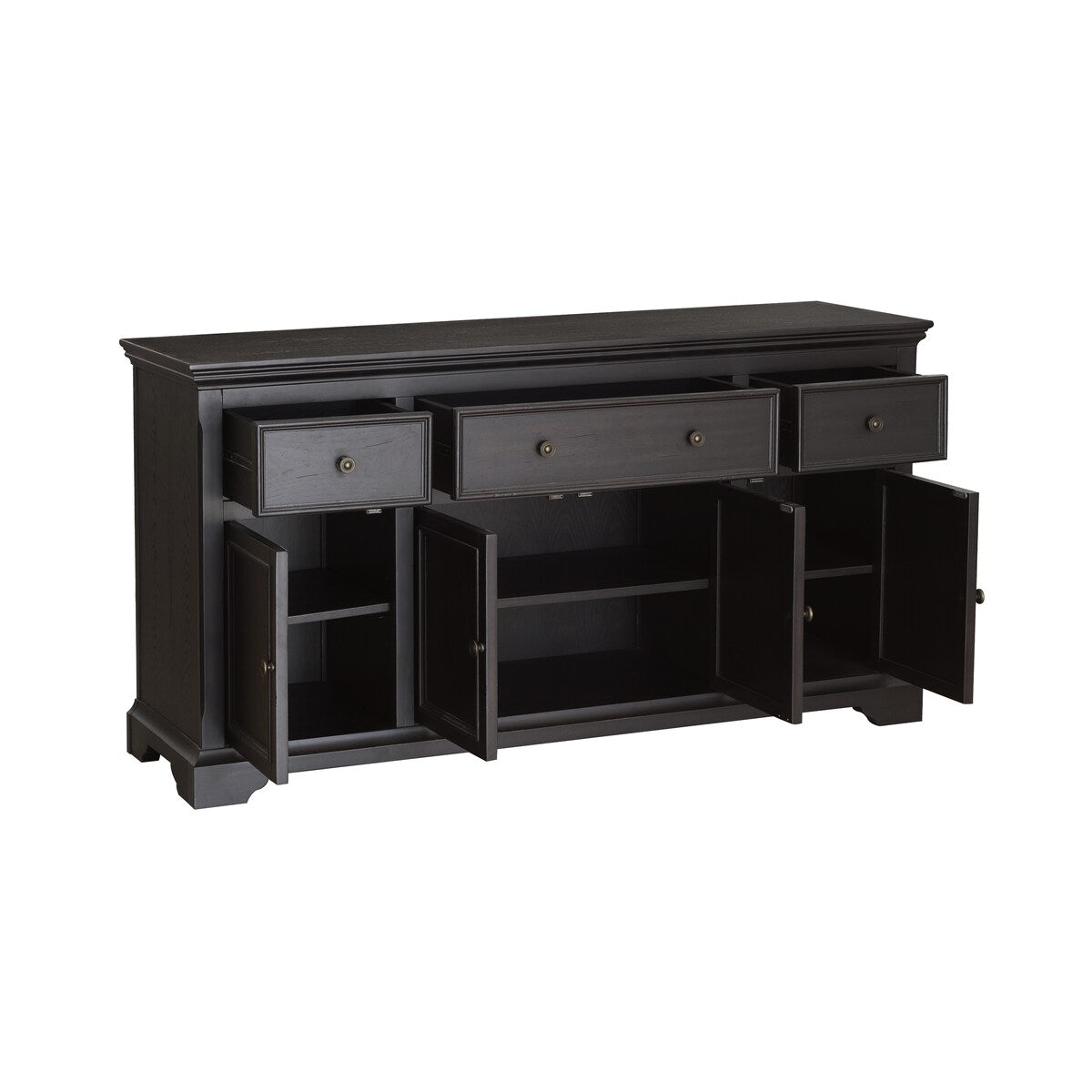 Antique Black 4-door Cabinet Console