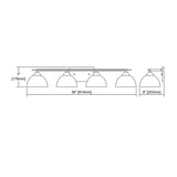 Four Light Bath Vanity with Dome Shades and Straight Arm - Bathroom Lighting Brushed Nickel Finish