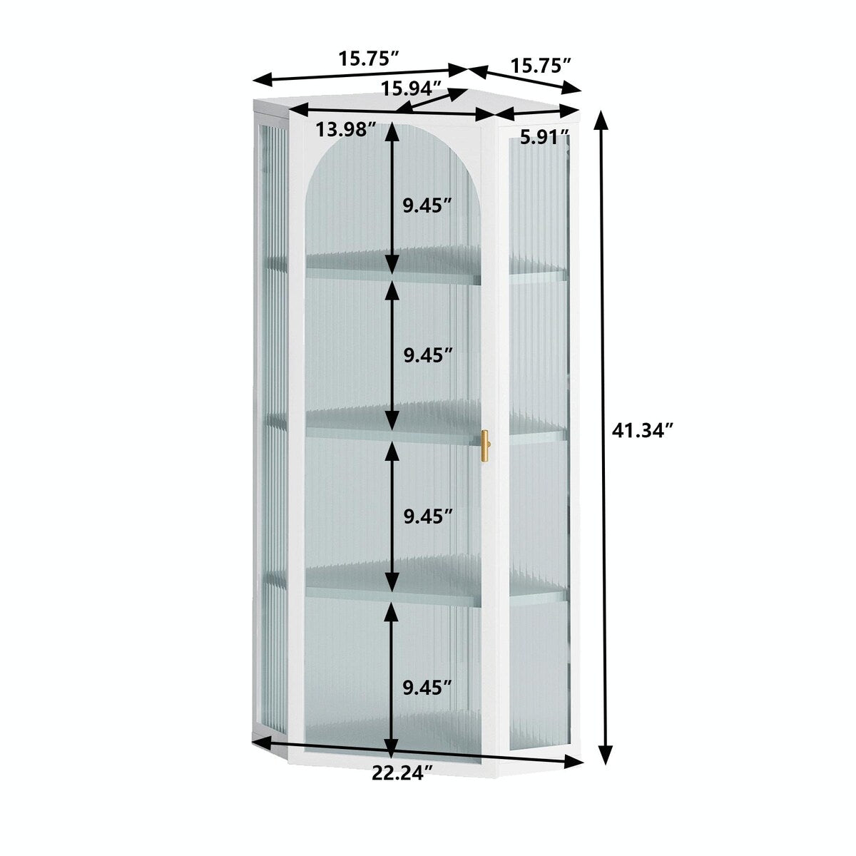 Four-Tier Wall-Mounted Corner Cabinet with Glass Door Storage