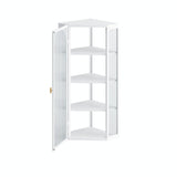 Four-Tier Wall-Mounted Corner Cabinet with Glass Door Storage