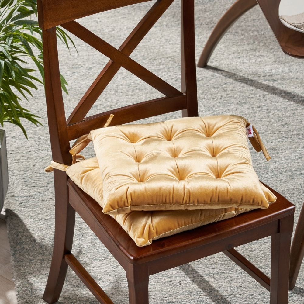 Foxhall Tufted Velvet Dining Chair Cushions (Set of 2) by Christopher Knight Home