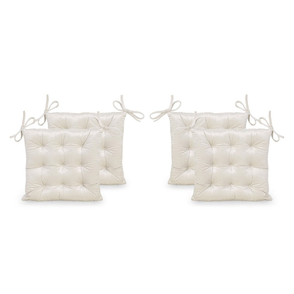 Foxhall Tufted Velvet Dining Chair Cushions (Set of 4) by Christopher Knight Home