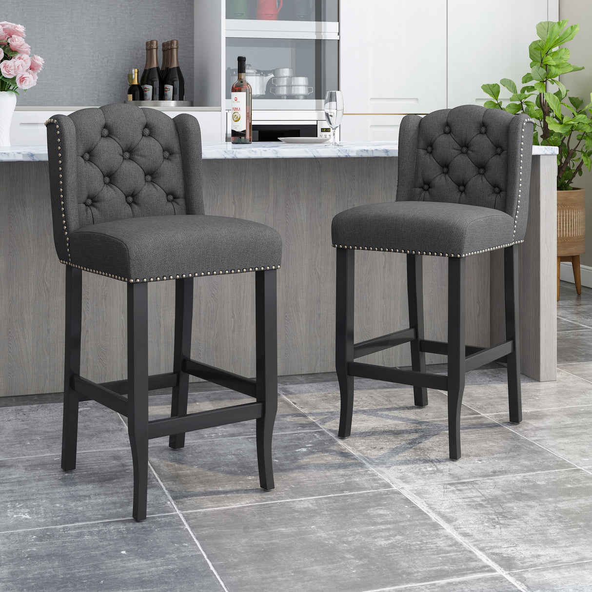 Foxwood Wingback Retro Bar Stools (Set of 2) by Christopher Knight Home