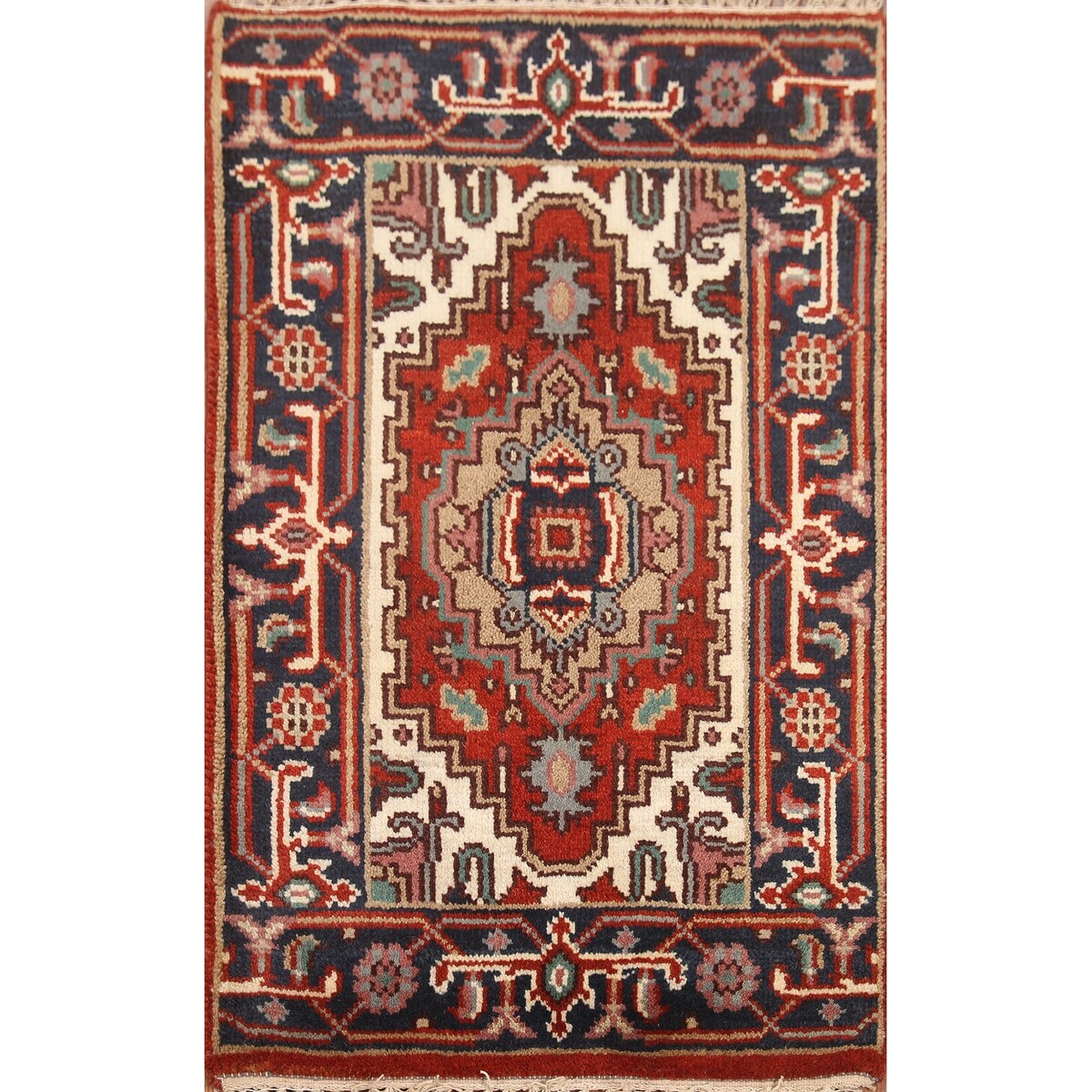 Foyer Size Heriz Serapi Oriental Area Rug Hand-knotted Wool Carpet - 2'0"x 3'0"