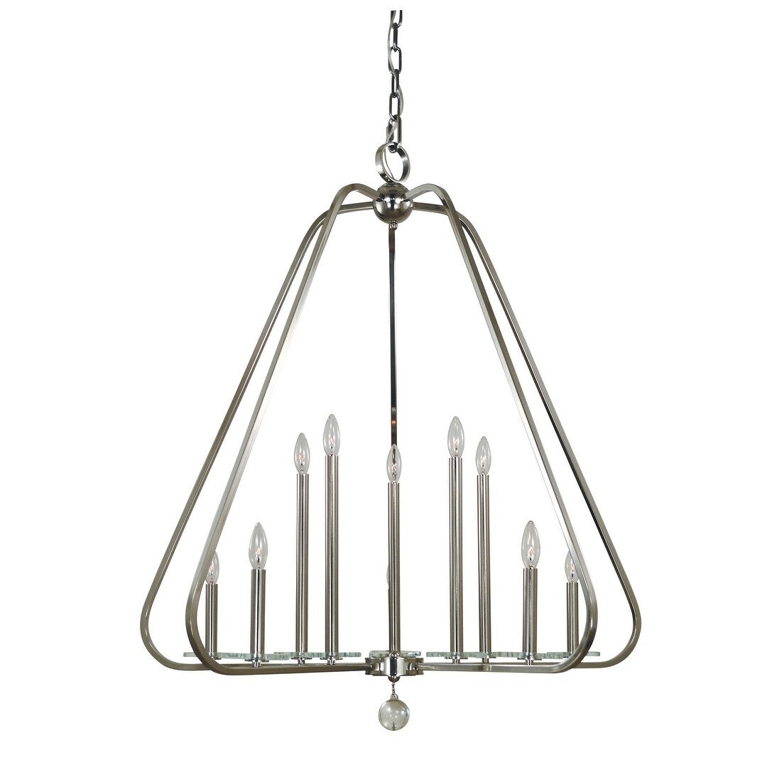 Framburg 5510 PN Ten Light Foyer Chandelier Triangulum Polished Nicke - Exact Size