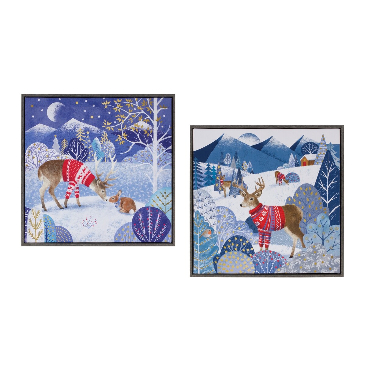 Framed Forest Friends Print (Set of 2) - 11.5 x 1 x 11.5