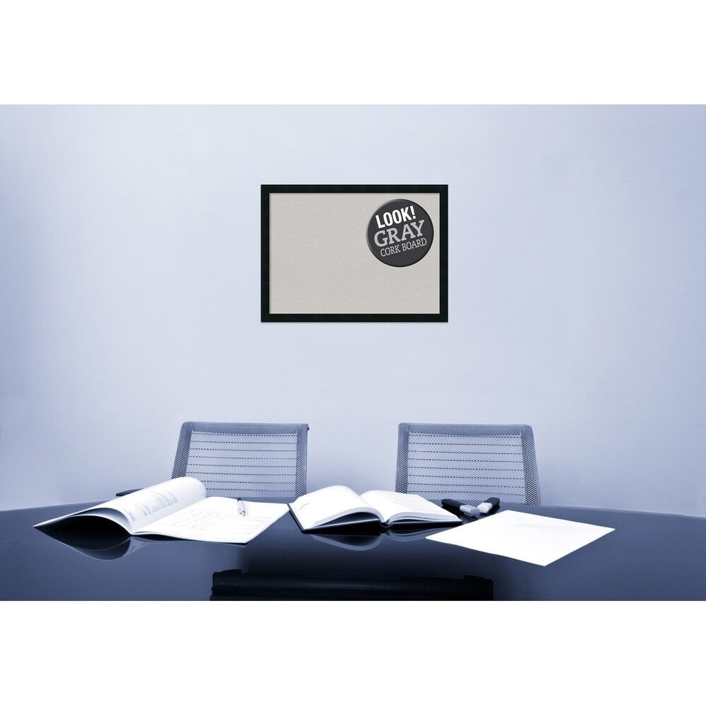 Framed Grey Cork Board, Mezzanotte Black