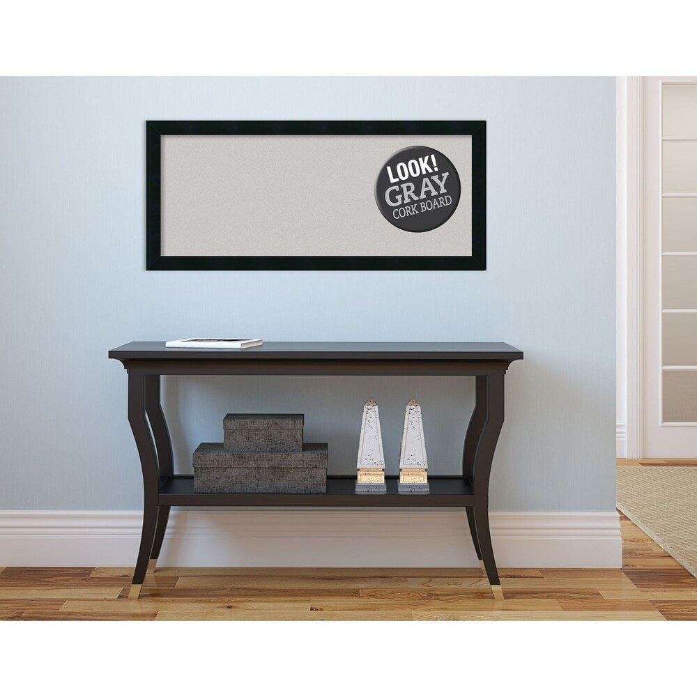 Framed Grey Cork Board, Mezzanotte Black