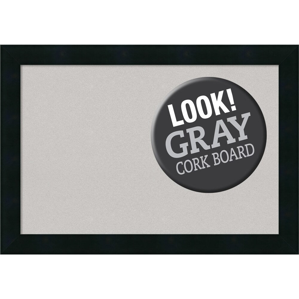 Framed Grey Cork Board, Mezzanotte Black