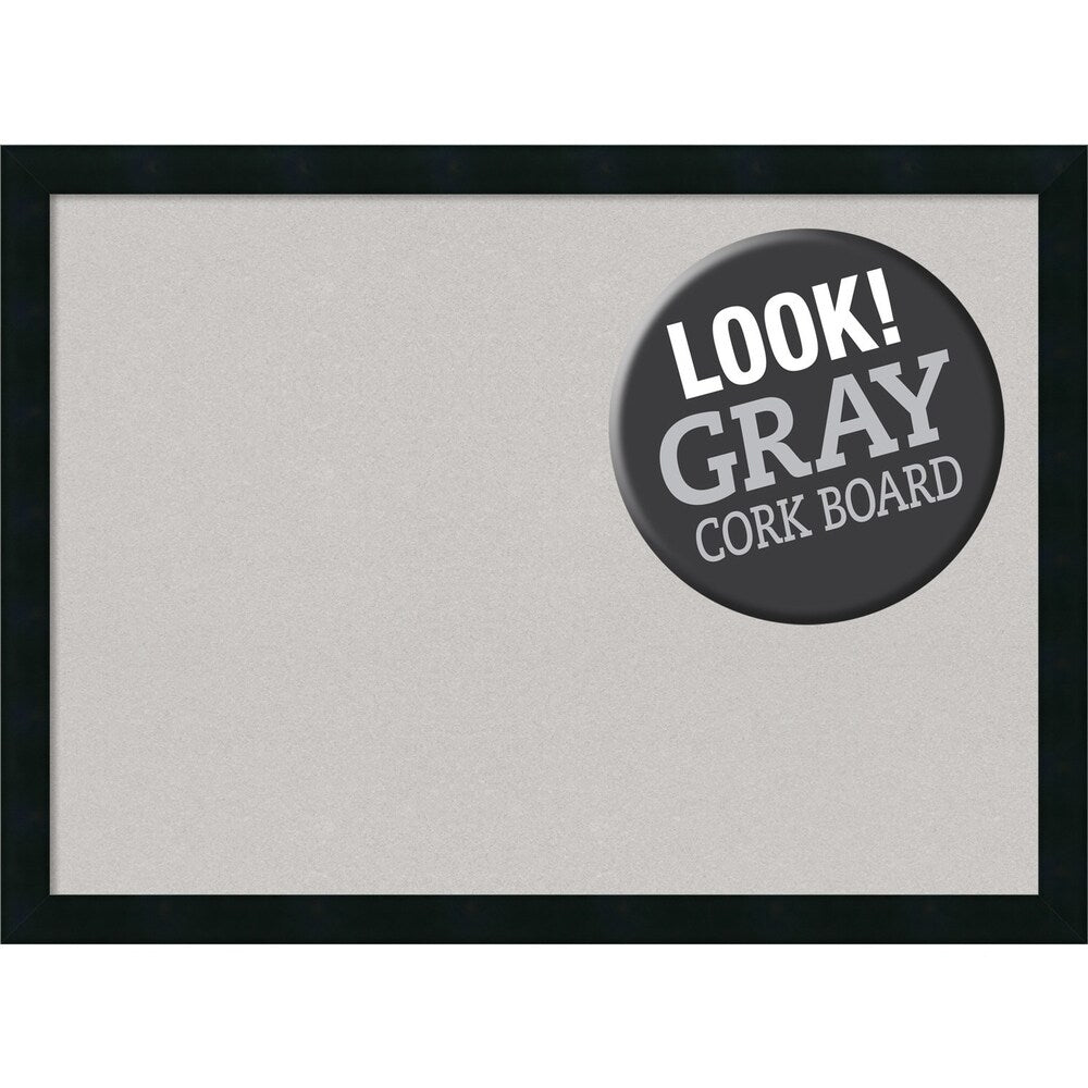 Framed Grey Cork Board, Mezzanotte Black