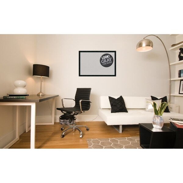 Framed Grey Cork Board, Mezzanotte Black