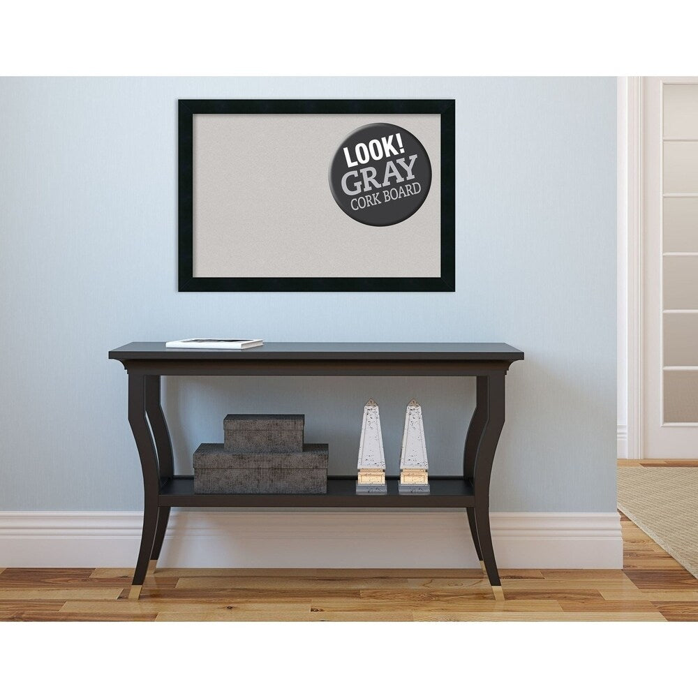 Framed Grey Cork Board, Mezzanotte Black