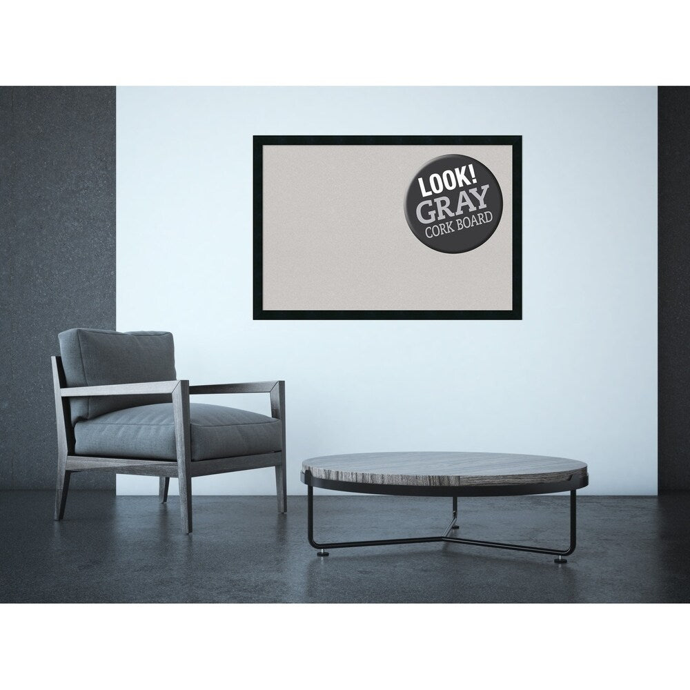 Framed Grey Cork Board, Mezzanotte Black