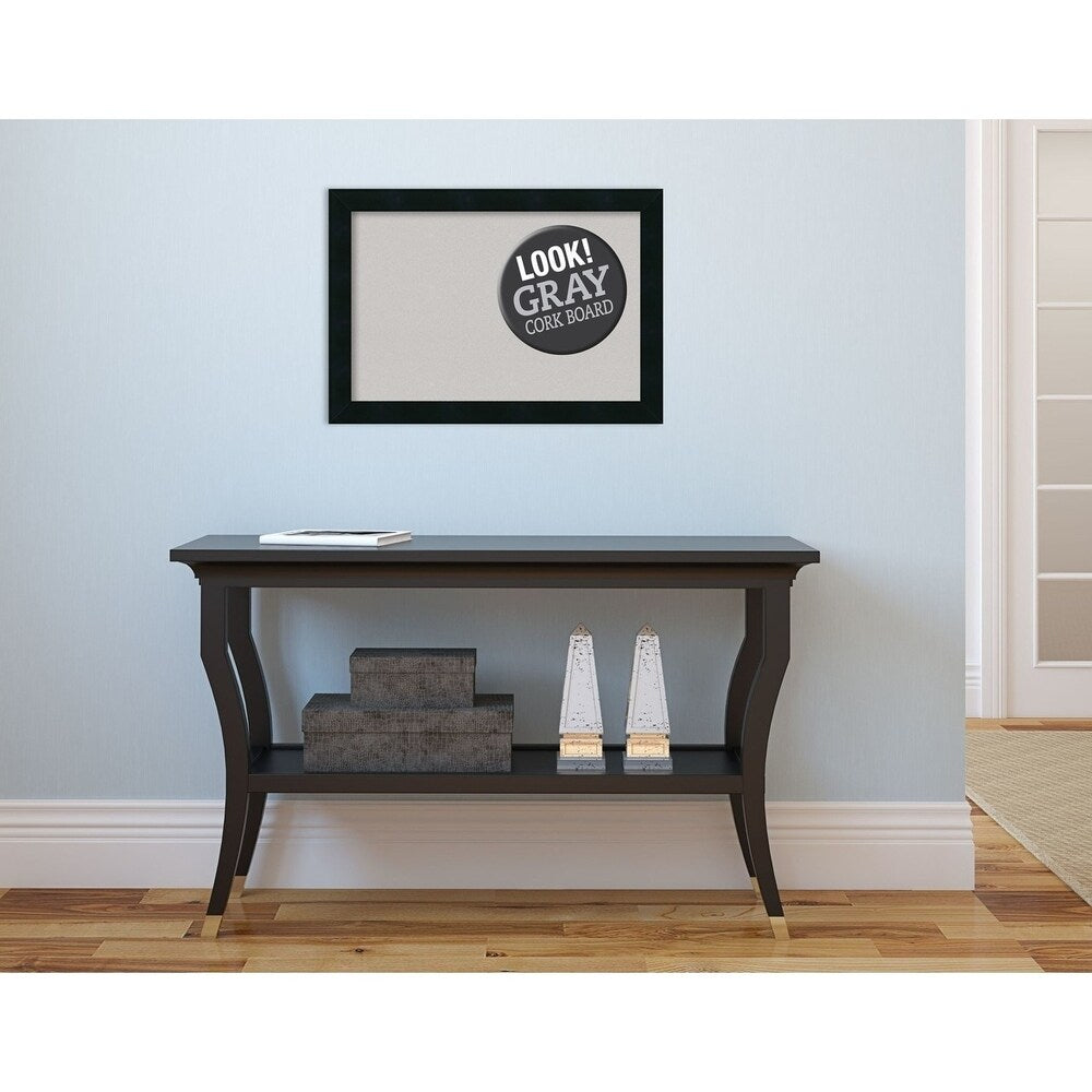 Framed Grey Cork Board, Mezzanotte Black