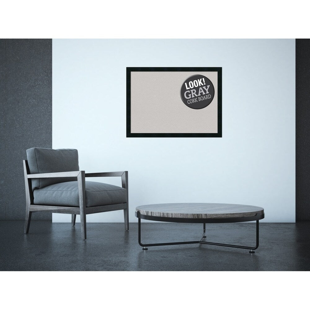 Framed Grey Cork Board, Mezzanotte Black