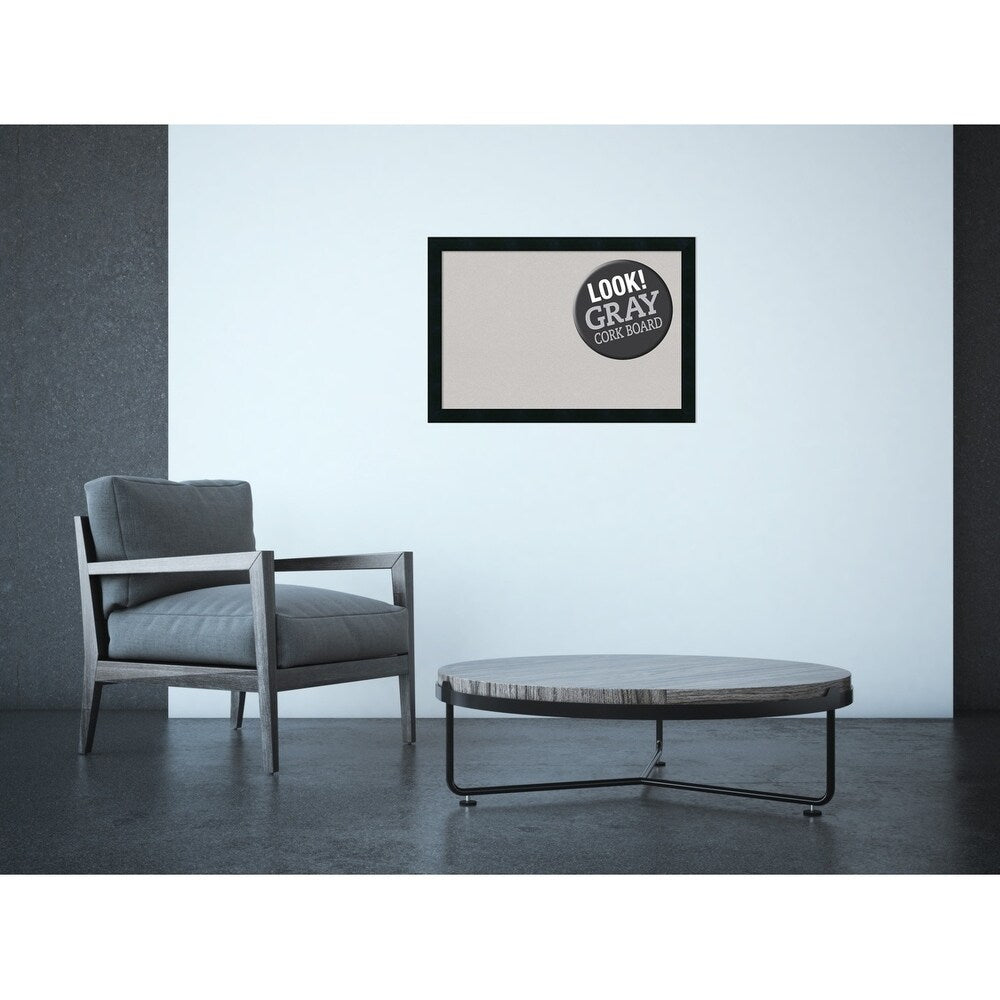 Framed Grey Cork Board, Mezzanotte Black