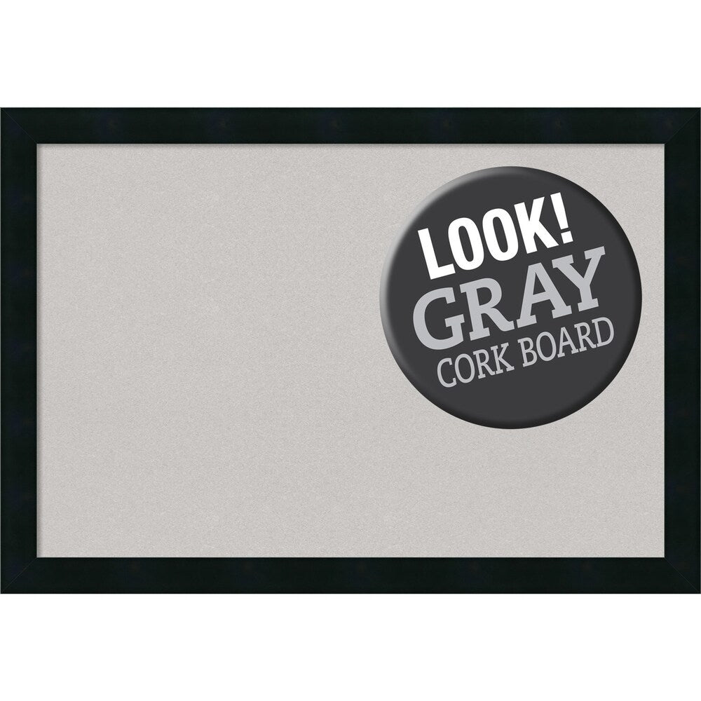 Framed Grey Cork Board, Mezzanotte Black