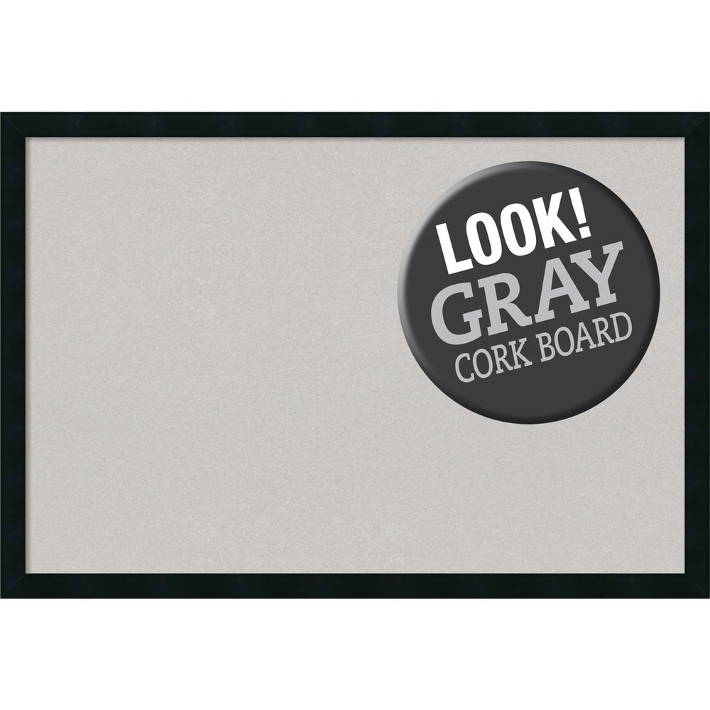 Framed Grey Cork Board, Mezzanotte Black