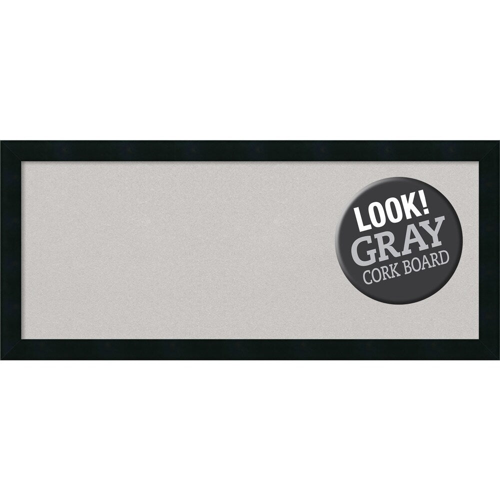 Framed Grey Cork Board, Mezzanotte Black