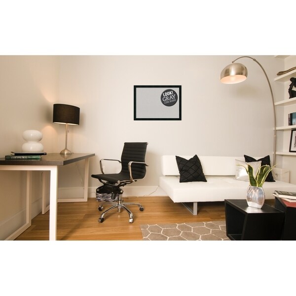 Framed Grey Cork Board, Mezzanotte Black