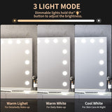 Frameless Modern Full White Metal Vanity Mirror with Lights and USB - 22.84" x 18.11"