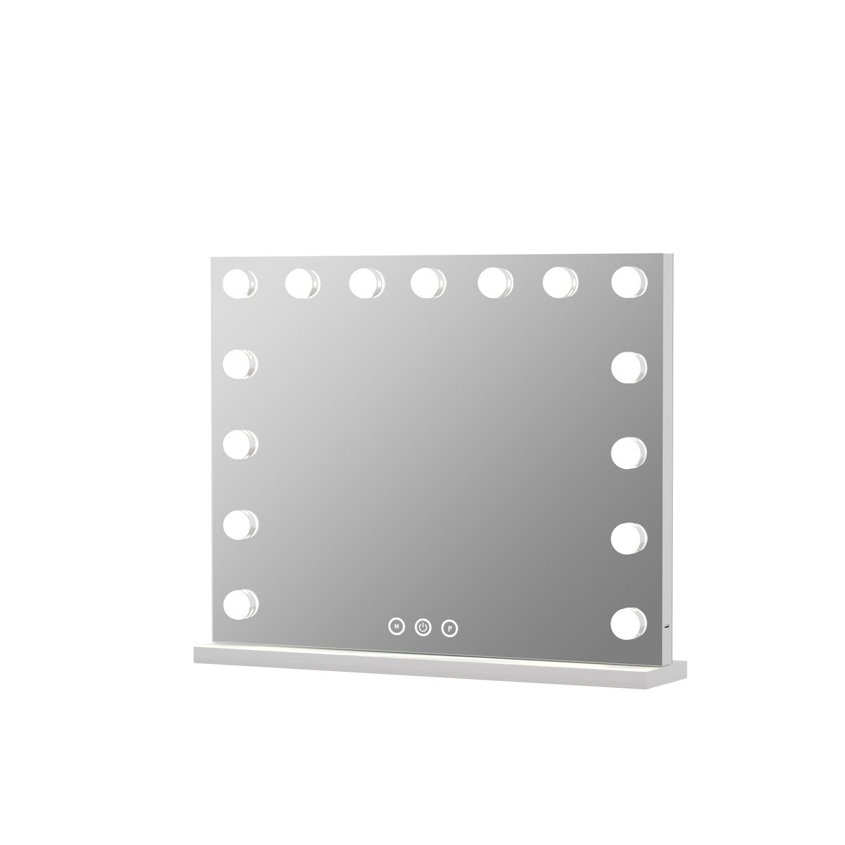 Frameless Modern Full White Metal Vanity Mirror with Lights and USB - 22.84" x 18.11"