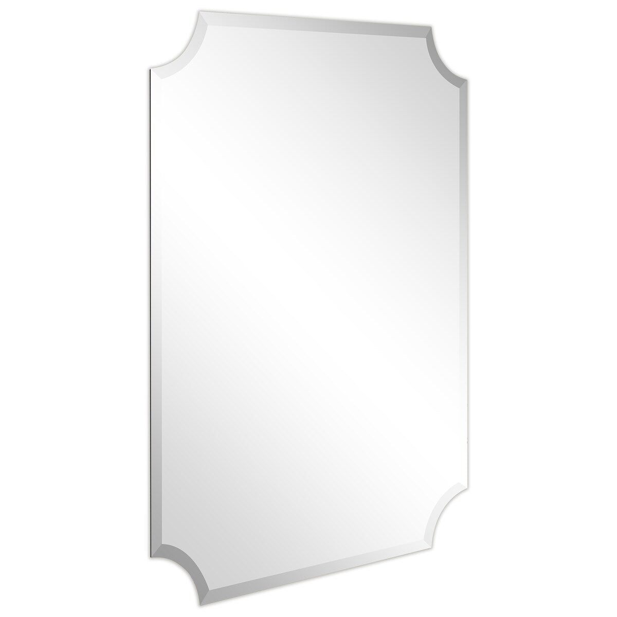 Frameless Rectangle Scalloped Beveled Wall Mirror, Bathroom, Vanity, Bedroom Mirror,1"-beveled Edge - Clear