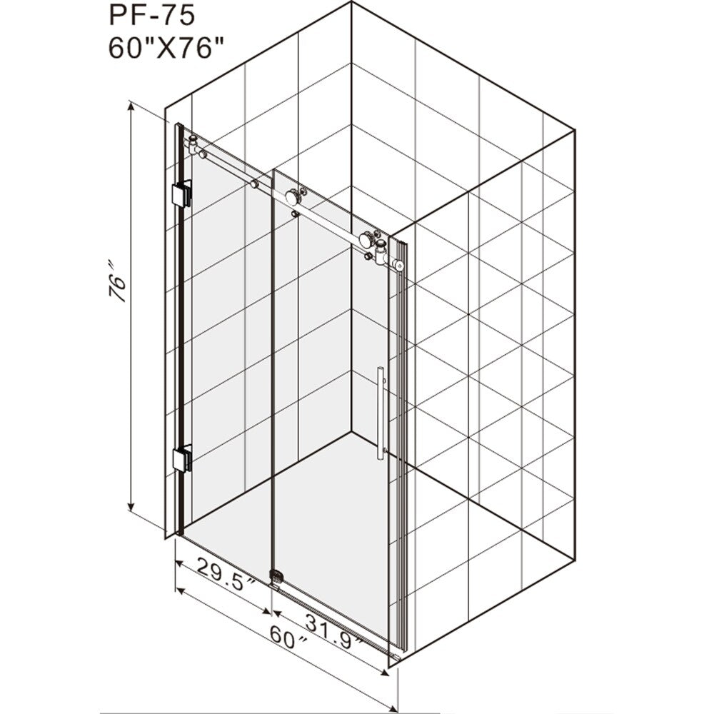 Frameless Shower Doors with Clear Tempered Glass