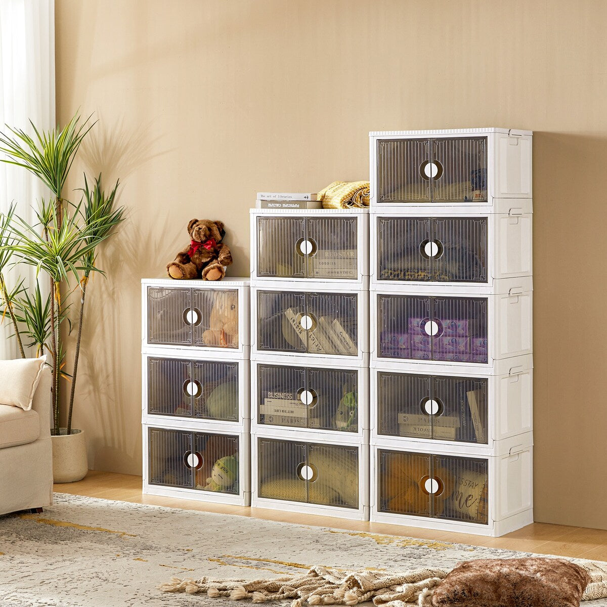 Franco 3PK-Stackable Large Capacity Storage Bin with Wheels(L) by HULALA HOME