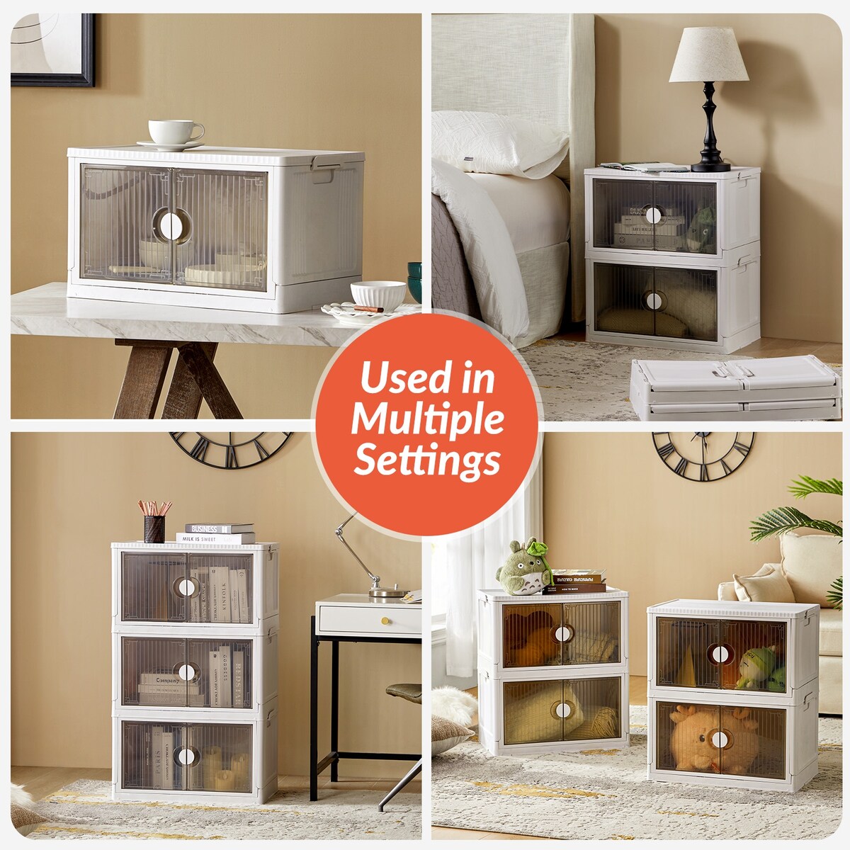 Franco 3PK-Stackable Large Capacity Storage Bin with Wheels(L) by HULALA HOME