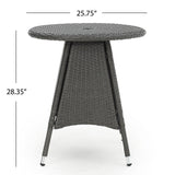 Franco Outdoor 3-Piece Round Wicker Bistro Chat Set with Umbrella Hole & Cushions by Christopher Knight Home - N/A