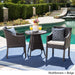 Franco Outdoor 3-Piece Round Wicker Bistro Chat Set with Umbrella Hole & Cushions by Christopher Knight Home - N/A