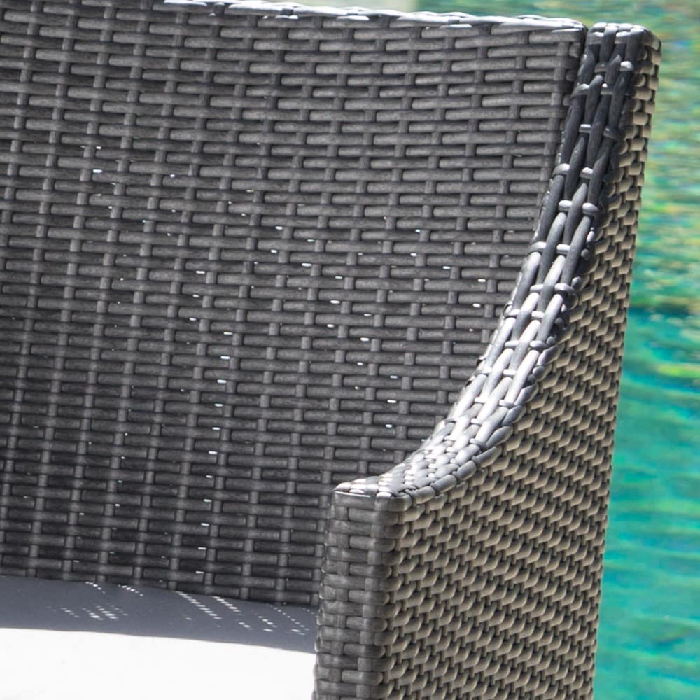 Franco Outdoor 3-Piece Round Wicker Bistro Chat Set with Umbrella Hole & Cushions by Christopher Knight Home - N/A