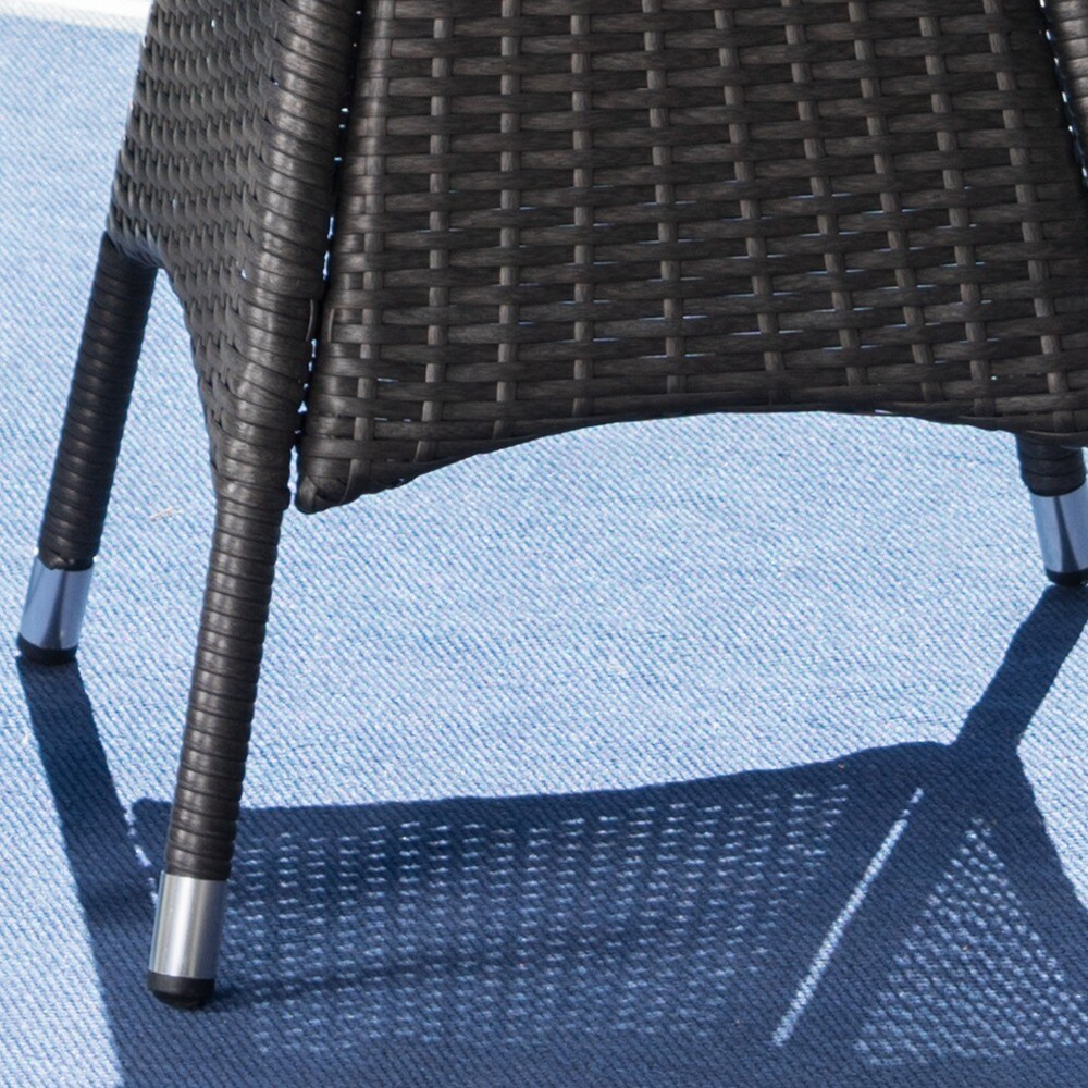 Franco Outdoor 3-Piece Round Wicker Bistro Chat Set with Umbrella Hole & Cushions by Christopher Knight Home - N/A
