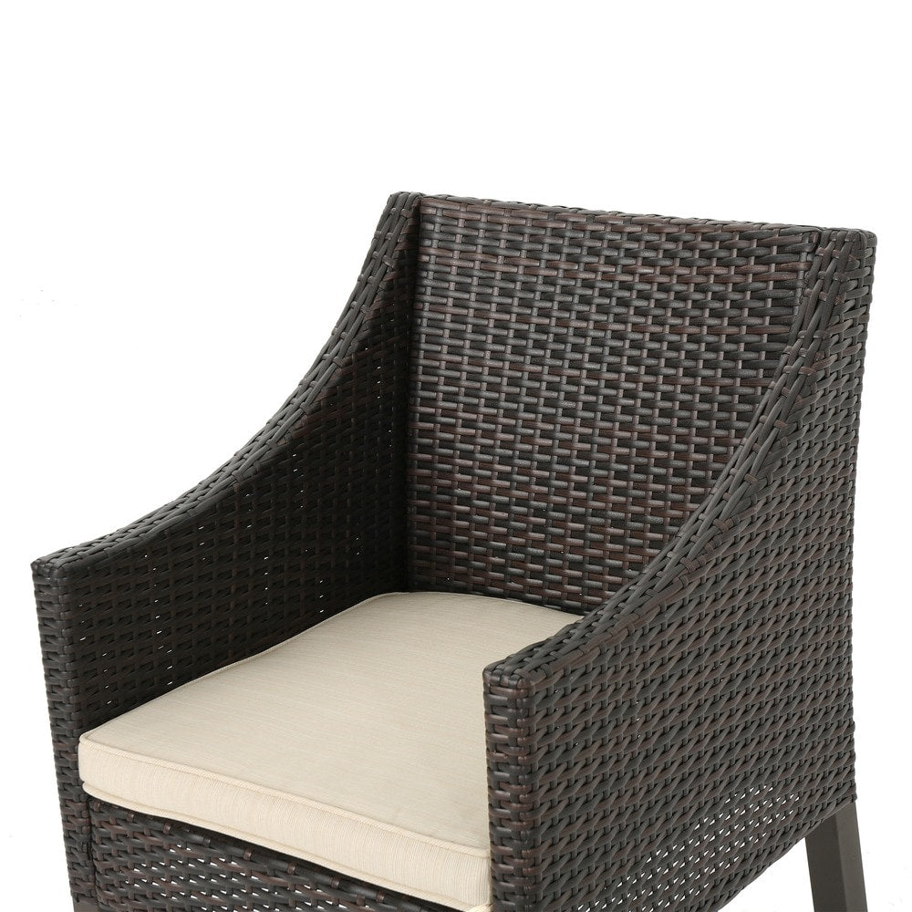 Franco Outdoor 5-piece Round Wicker Dining Set with Cushions & Umbrella Hole by Christopher Knight Home