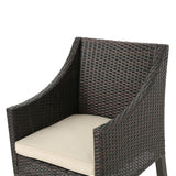 Franco Outdoor 5-piece Round Wicker Dining Set with Cushions & Umbrella Hole by Christopher Knight Home
