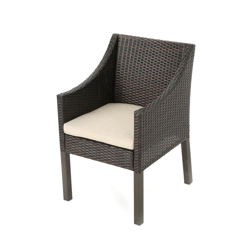 Franco Outdoor 5-piece Round Wicker Dining Set with Cushions & Umbrella Hole by Christopher Knight Home