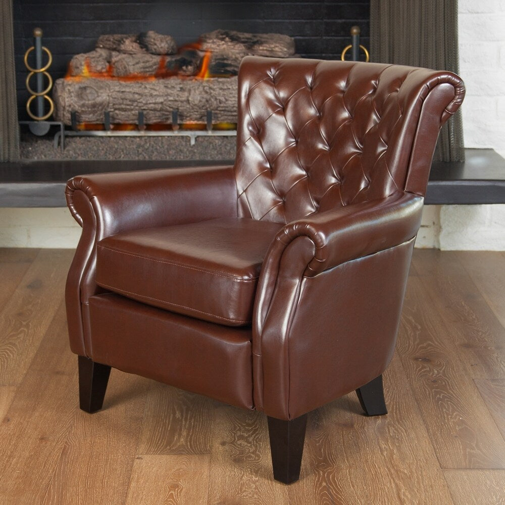 Franklin Mid-Century Modern Tufted Club Chair with Rolled Arms by Christopher Knight Home