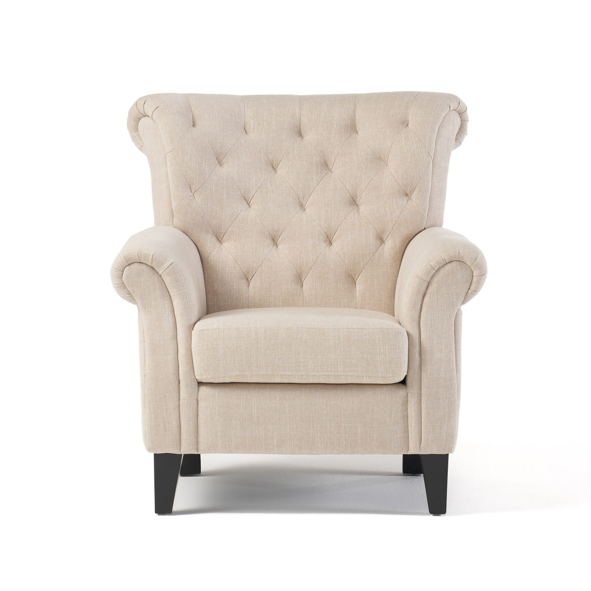 Franklin Tufted Light Beige Fabric Club Chair by Christopher Knight Home