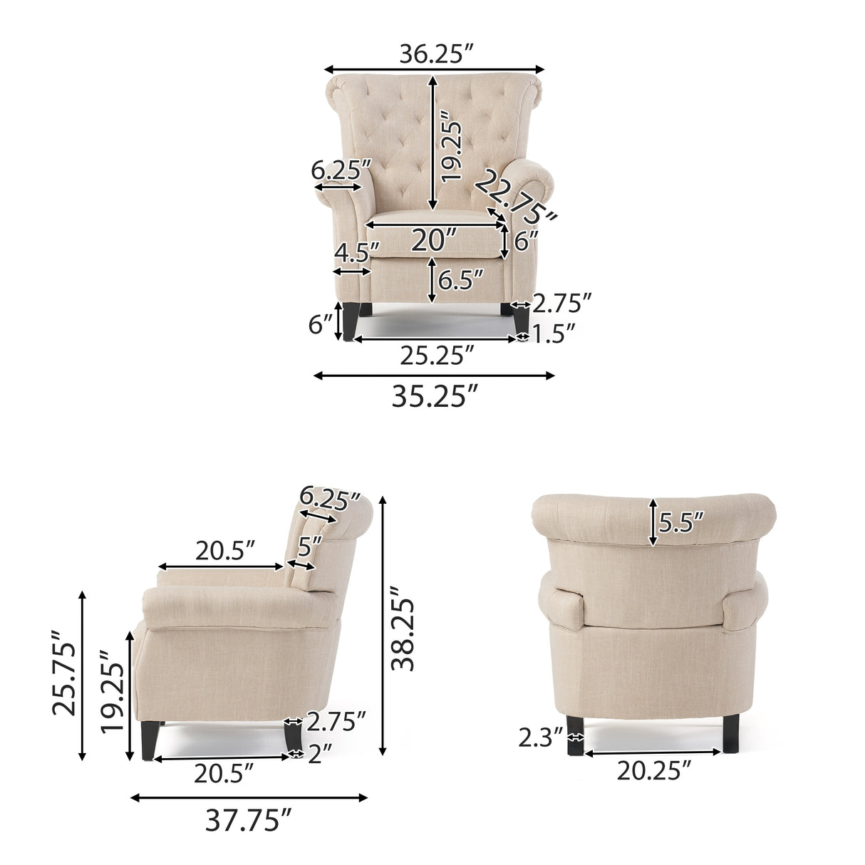 Franklin Tufted Light Beige Fabric Club Chair by Christopher Knight Home