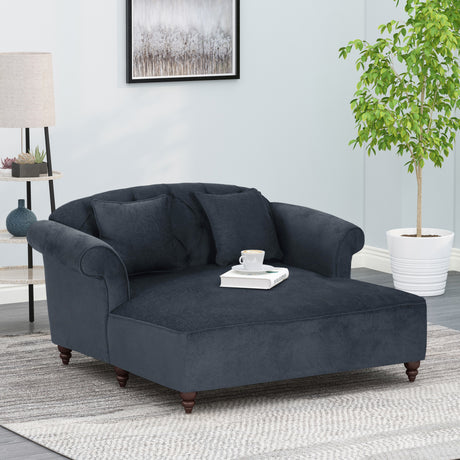 Freas Contemporary Tufted Double Chaise Lounge with Accent Pillows by Christopher Knight Home - 63.00" L x 58.50" W x 34.50" H