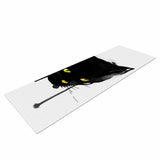 Frederic Levy-Hadida "Sumi Cat" Black White Animal Print Animals Illustration Mixed Media Yoga Mat