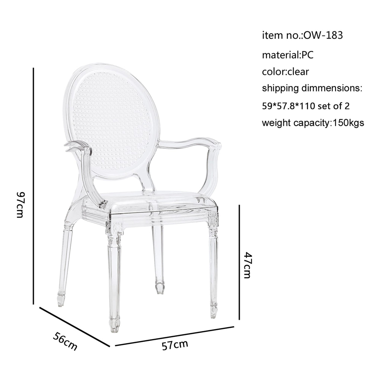 Fredrick Clear Acrylic Armchair Dining Chair (Set of 2)