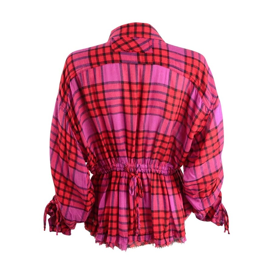 Free People Women's Pacific Dawn Drawstring Plaid Shirt