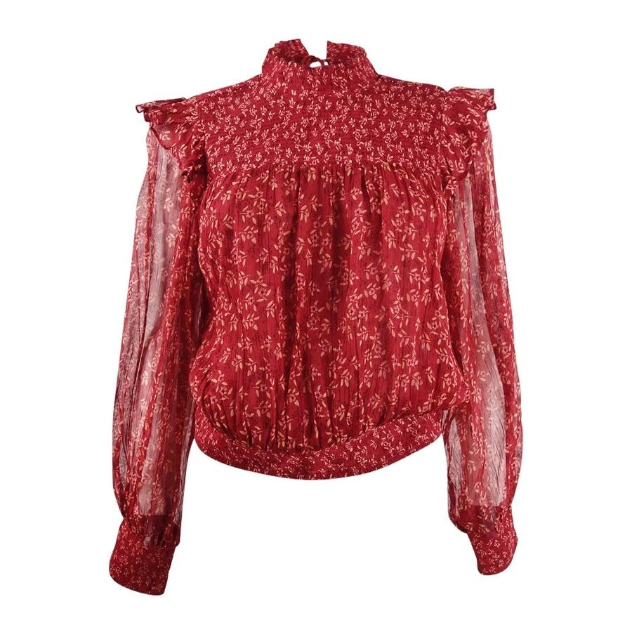 Free People Women's Smocked Animal Print Top