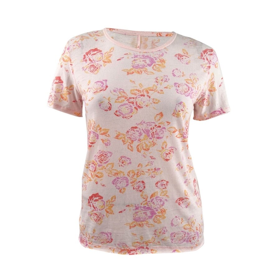 Free People Women's Tourist T-Shirt (XS, Pink Floral)