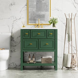 Free Standing 30" Bathroom Vanity with Single Resin Sink, 5 Drawers