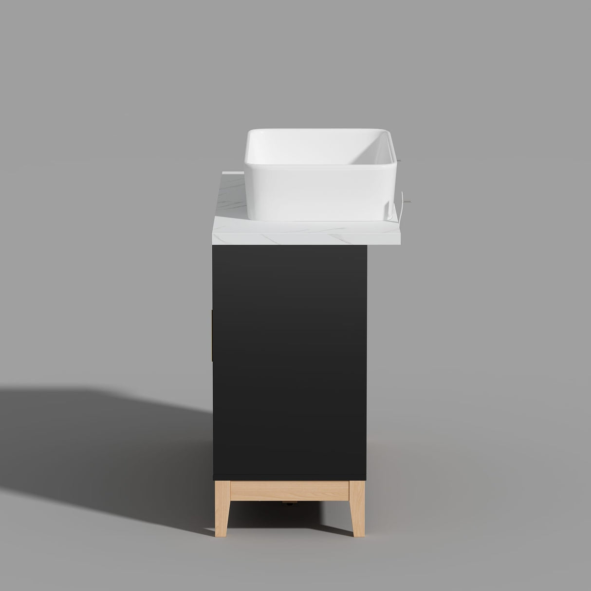 Free Standing Single Bathroom Vanity with Top Lacquer Black/Gold